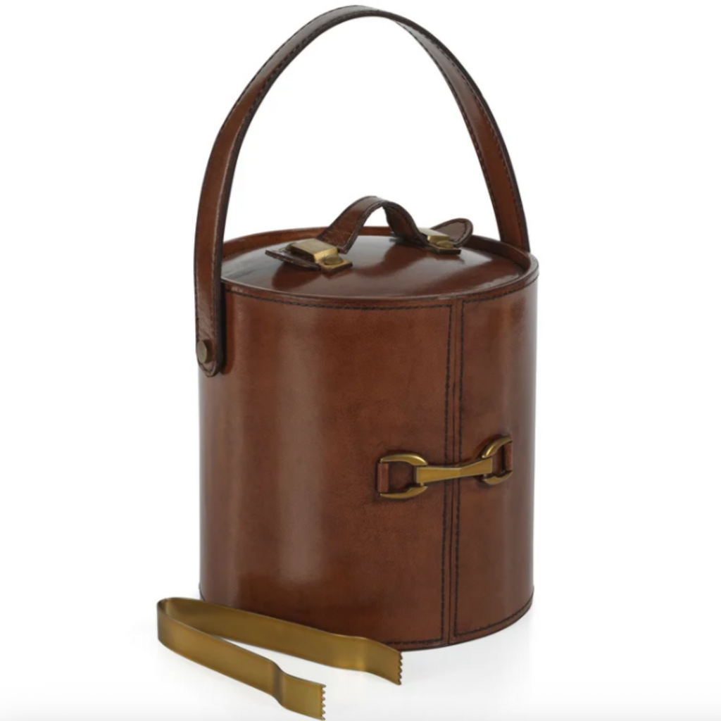 Ice Bucket - The Connaught - Leather w/Gold -8 x 7.5"