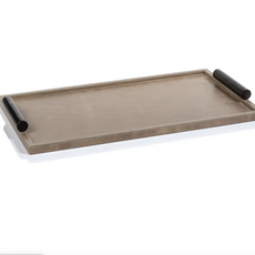 Tray - Bellecote - Mink Leather with Alloy Handles -