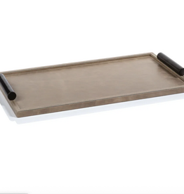 Tray - Bellecote - Mink Leather with Alloy Handles -