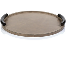 Tray - Bellecote - Mink Leather with Alloy Handles -