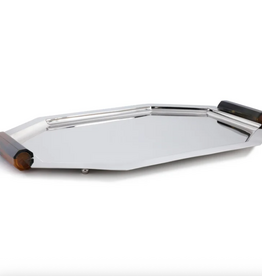 Tray - Octagon Alloy w/Horn Handles - 17"