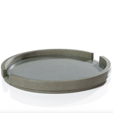 Tray - Round Leather with Glass Insert - Sage - 15"