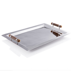 Tray - Spiga - Bar - Nickel w/Amber Accent - 20x4x2.75"