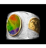 SOLD  Gold, Silver and AAA Ammolite Orca Ring