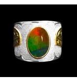 Gold, Silver and AAA Ammolite Orca Ring