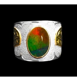 SOLD  Gold, Silver and AAA Ammolite Orca Ring