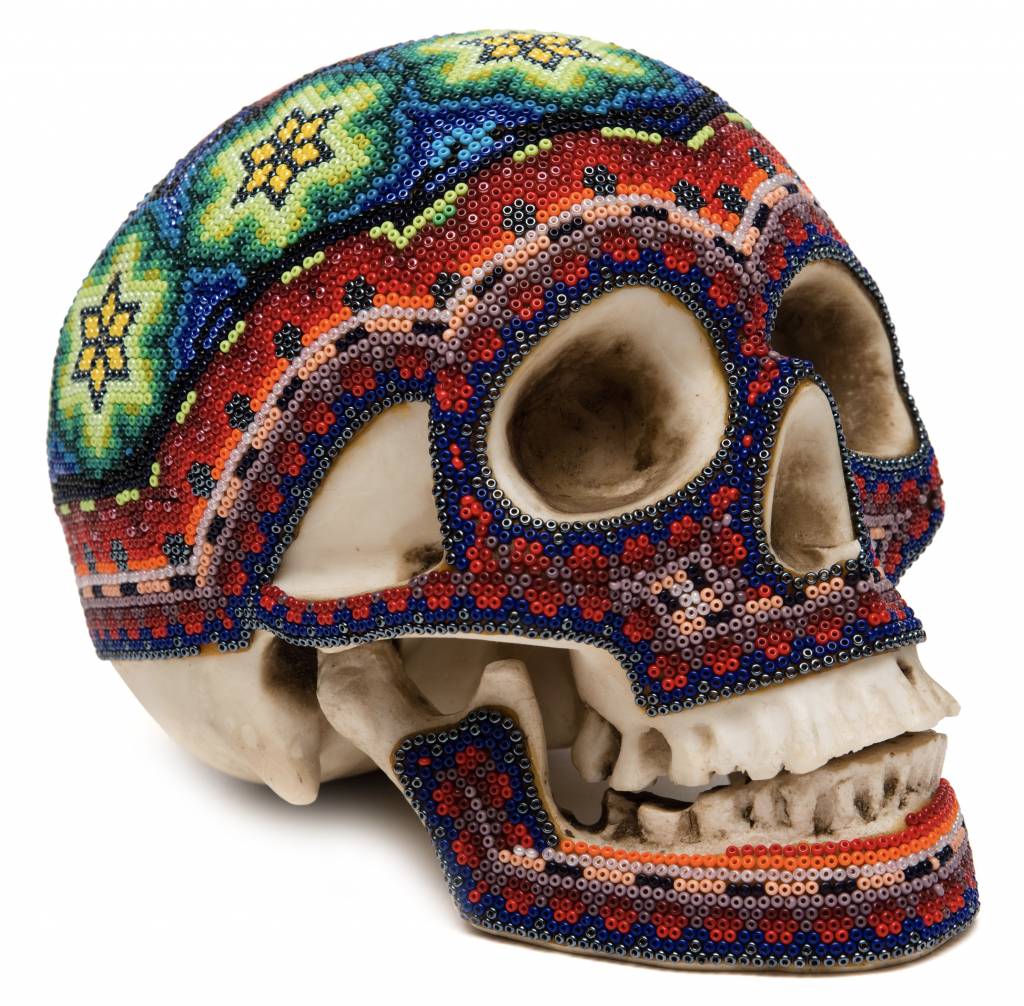 Beaded Ceramic Human Skulls (Huichol).