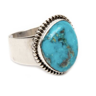 Natural Blue Diamond Turquoise Ring
