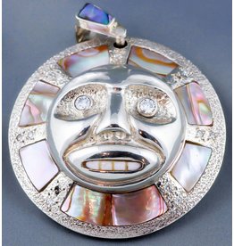 Sun & Moon Mask Repousse Pendant