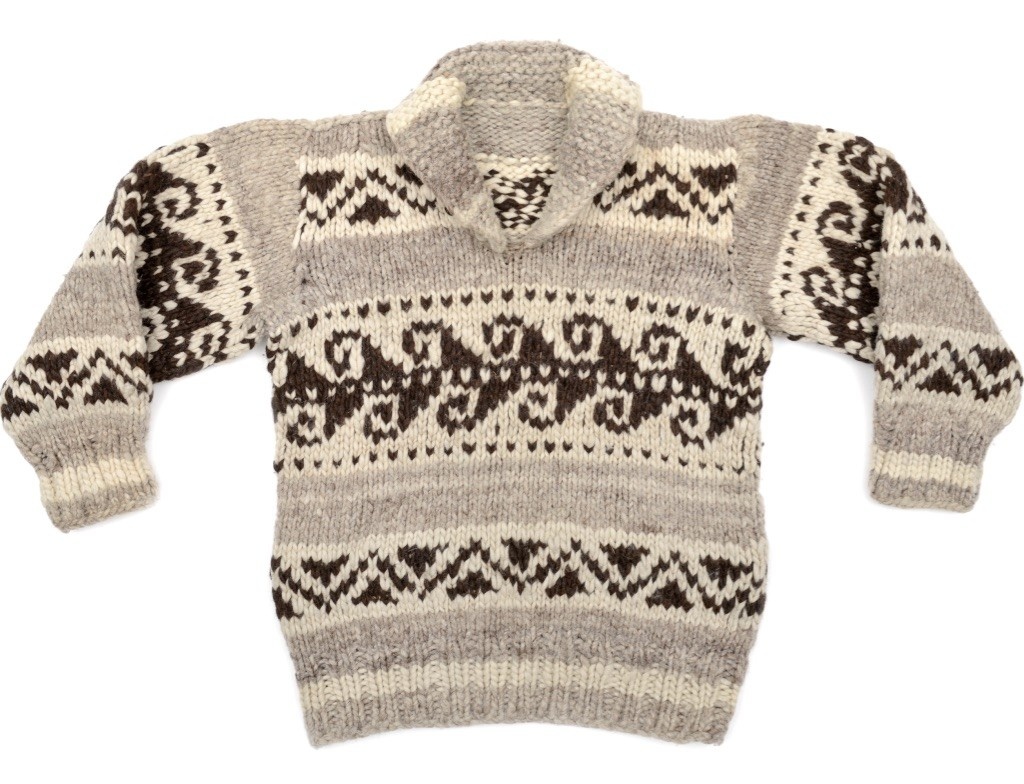 Wave Pattern Pullover Cowichan Sweater