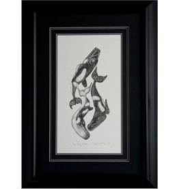 Bill Reid 'Three Haida Whales' framed print