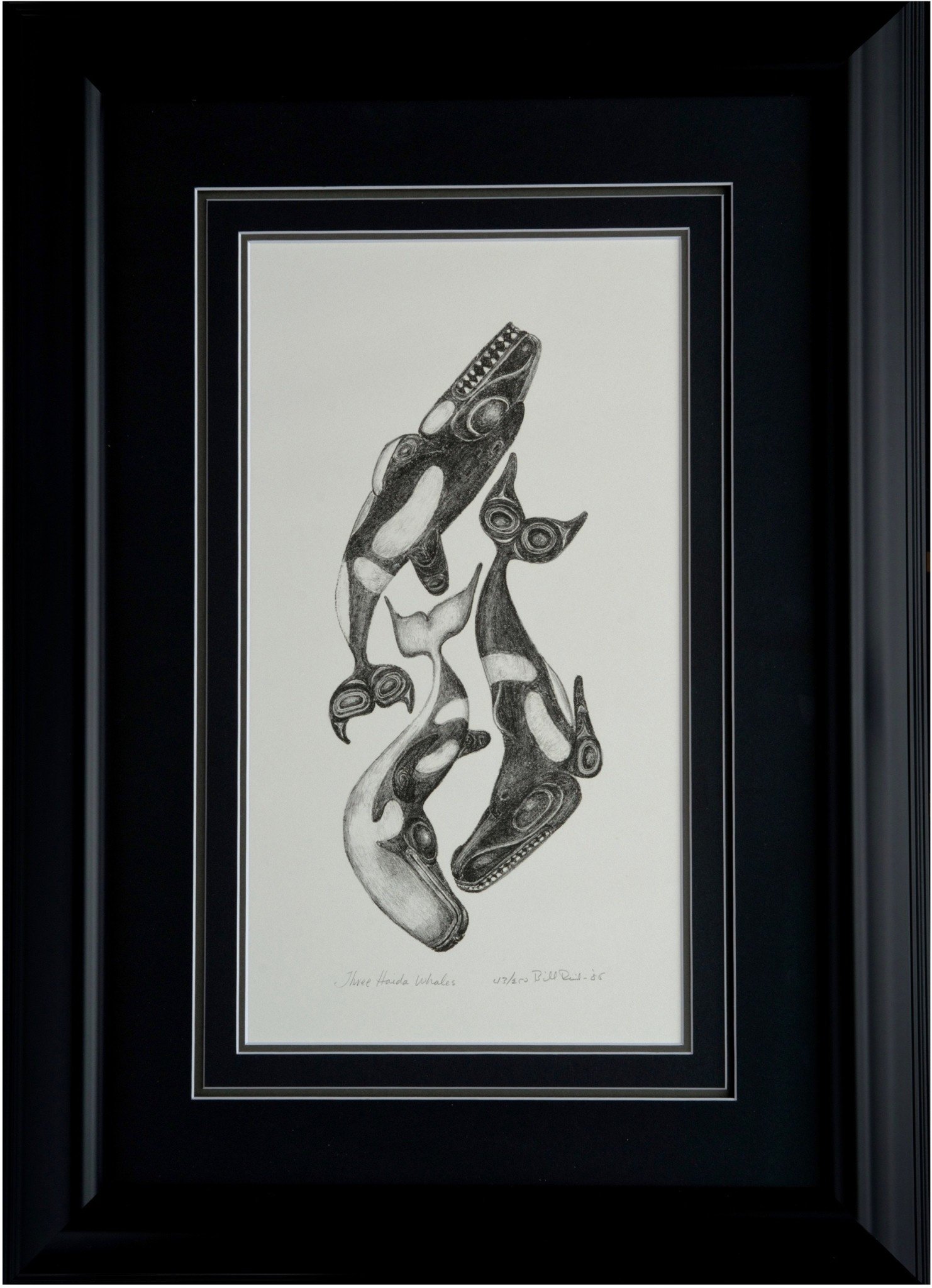 Bill Reid 'Three Haida Whales' framed print