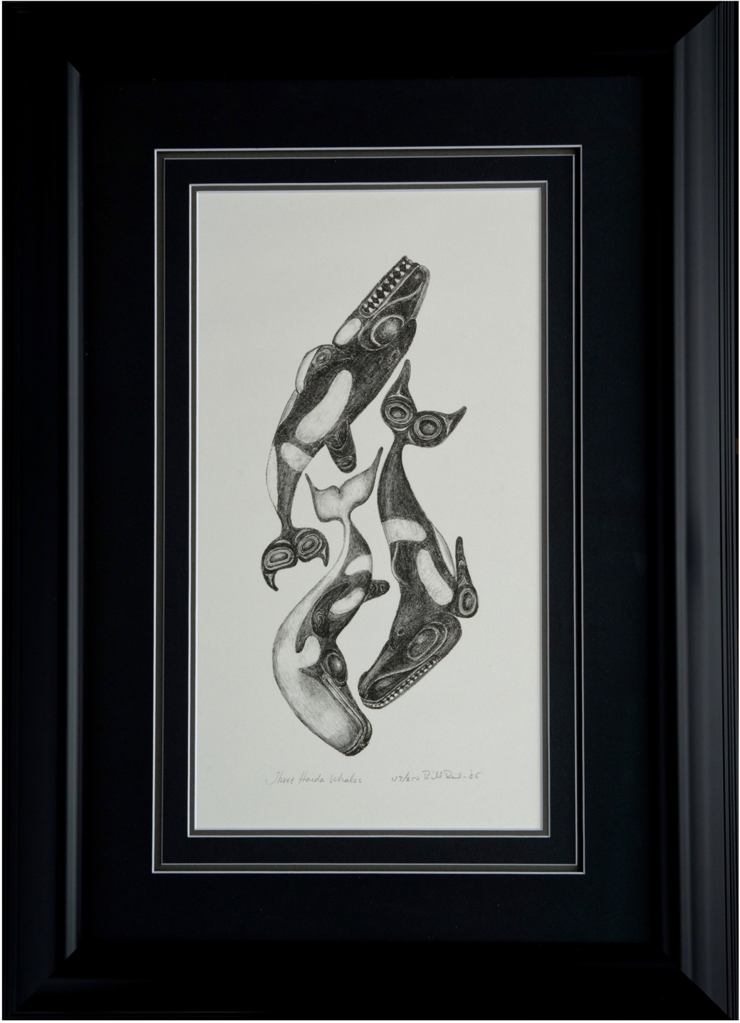 SOLD  Bill Reid 'Three Haida Whales' framed print
