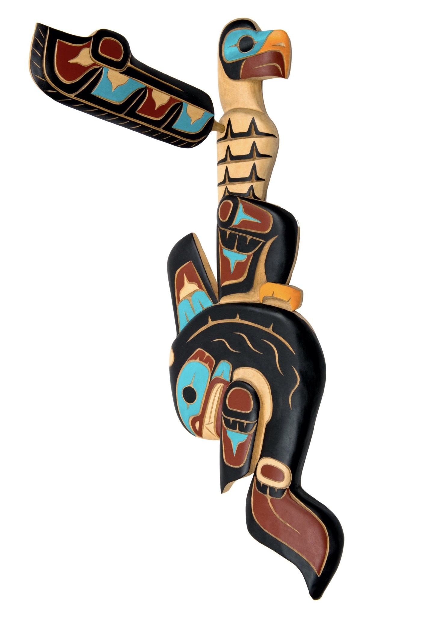 SOLD  Coast Salish Eagle and Killer Whale Carving