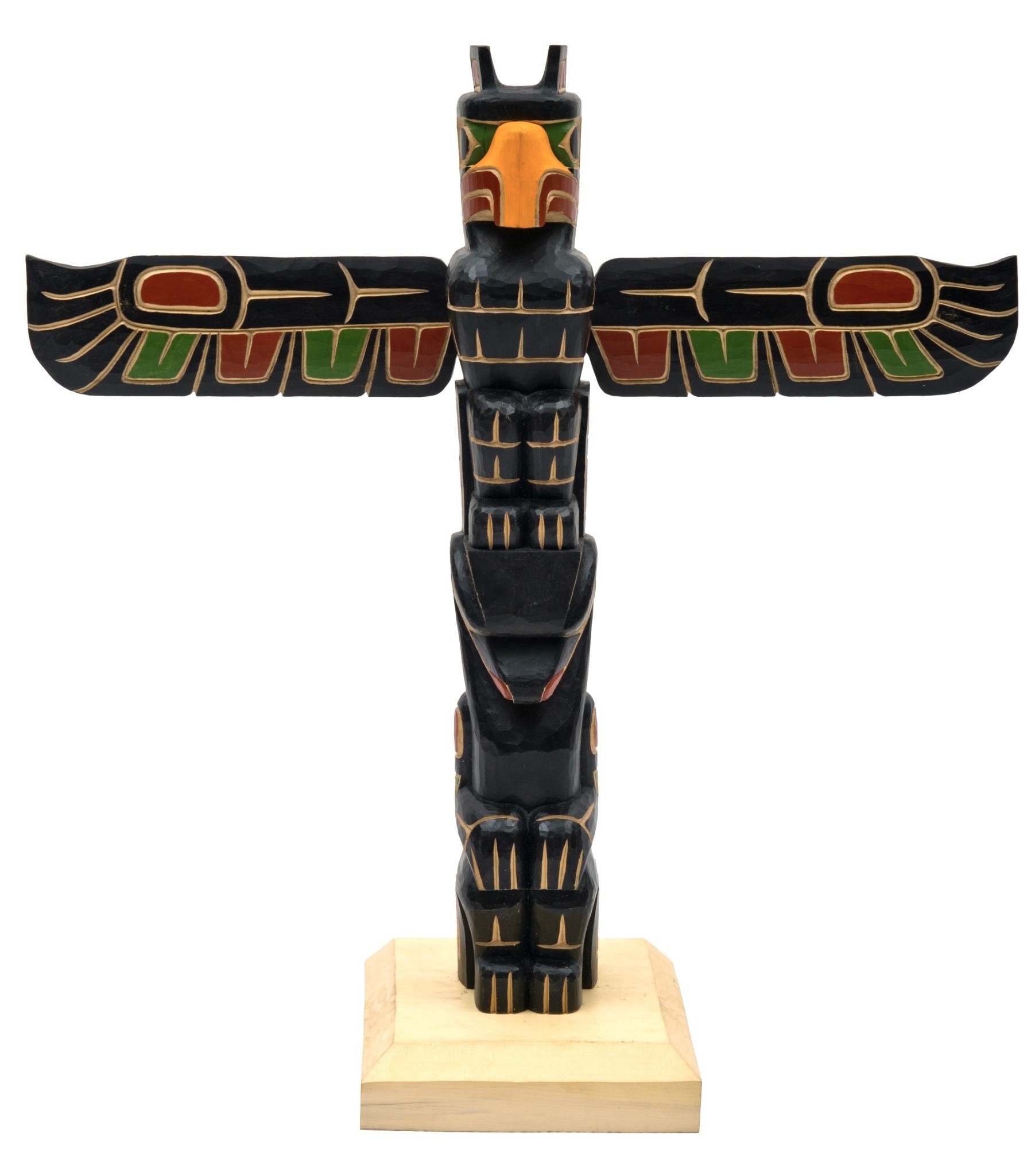 CUSTOM ORDER  Coast Salish Eagle and Bear Model Totem Pole by Cody Mathias