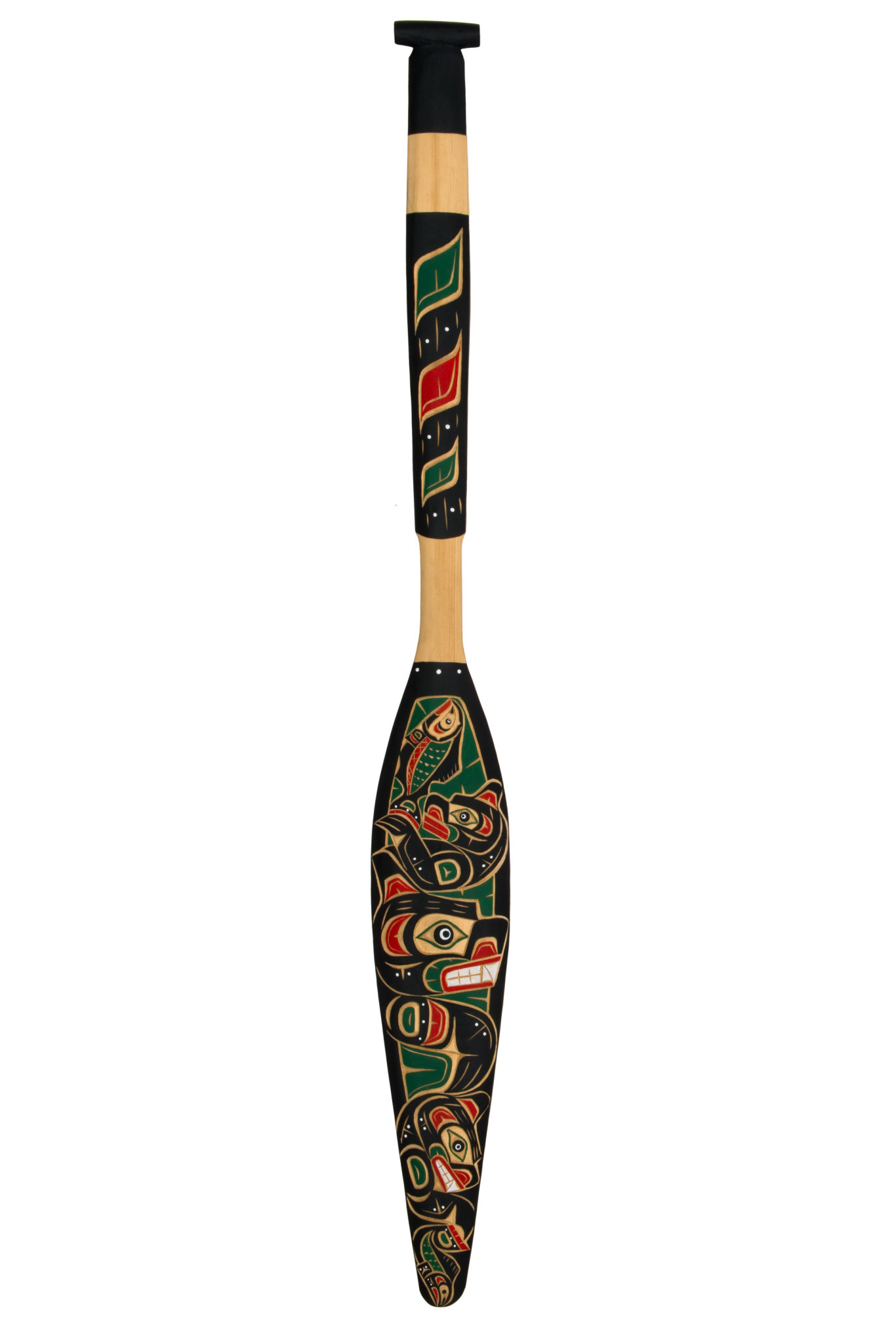 Indigenous Paddle with Mother Bear and Cubs Fishing