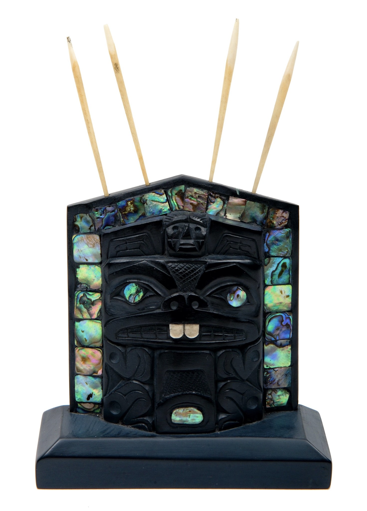 CUSTOM ORDER  Haida Argillite Model Headdress by Lionel Samuels