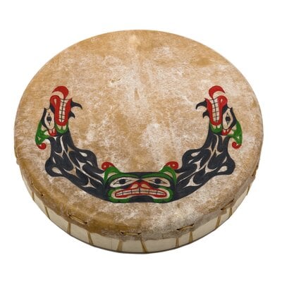 CUSTOM ORDER  Coast Salish Hand-drum with Sisiutl Painting