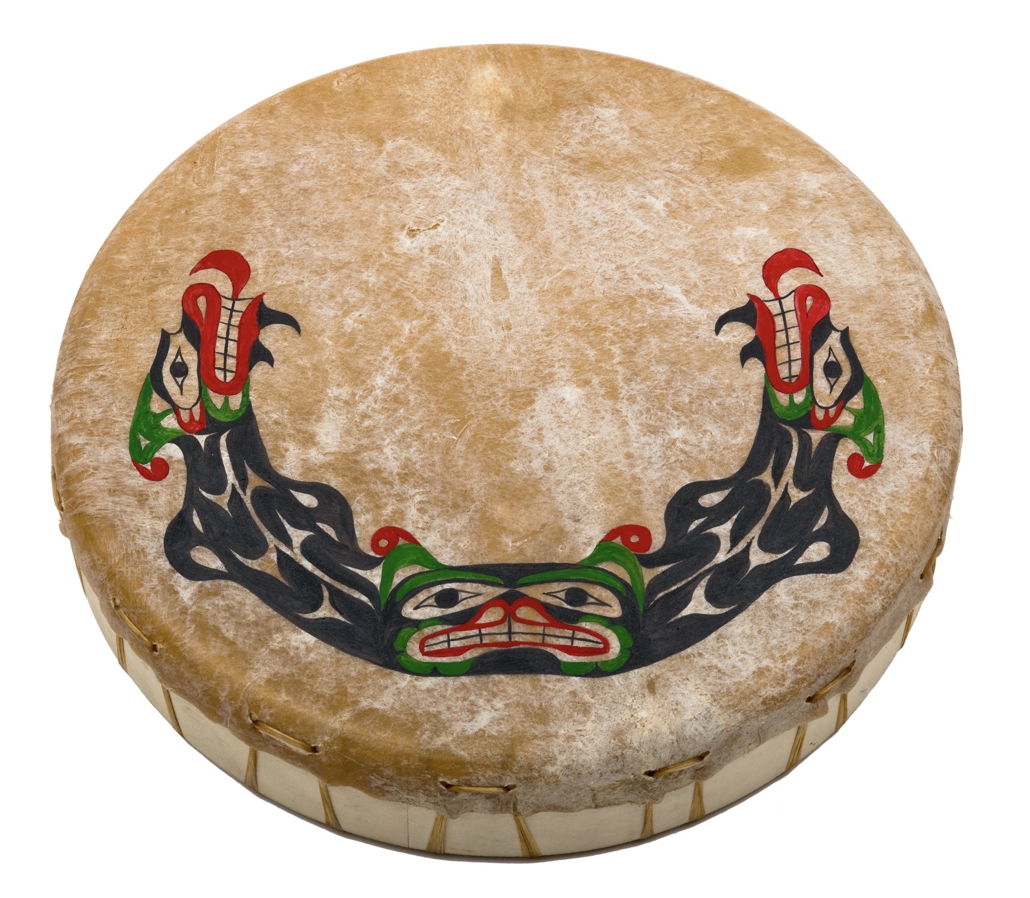 SOLD  Coast Salish Hand-drum with Sisiutl Painting