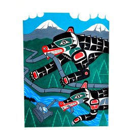SOLD  No pipelines - Bear and Wolf defenders' Painting by Gord Hill