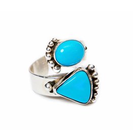 2 Stone Sleeping Beauty Turquoise Ring by Ruth Ann Begay