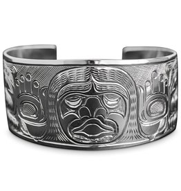 SOLD Silver Wild Woman and Bears Bracelet