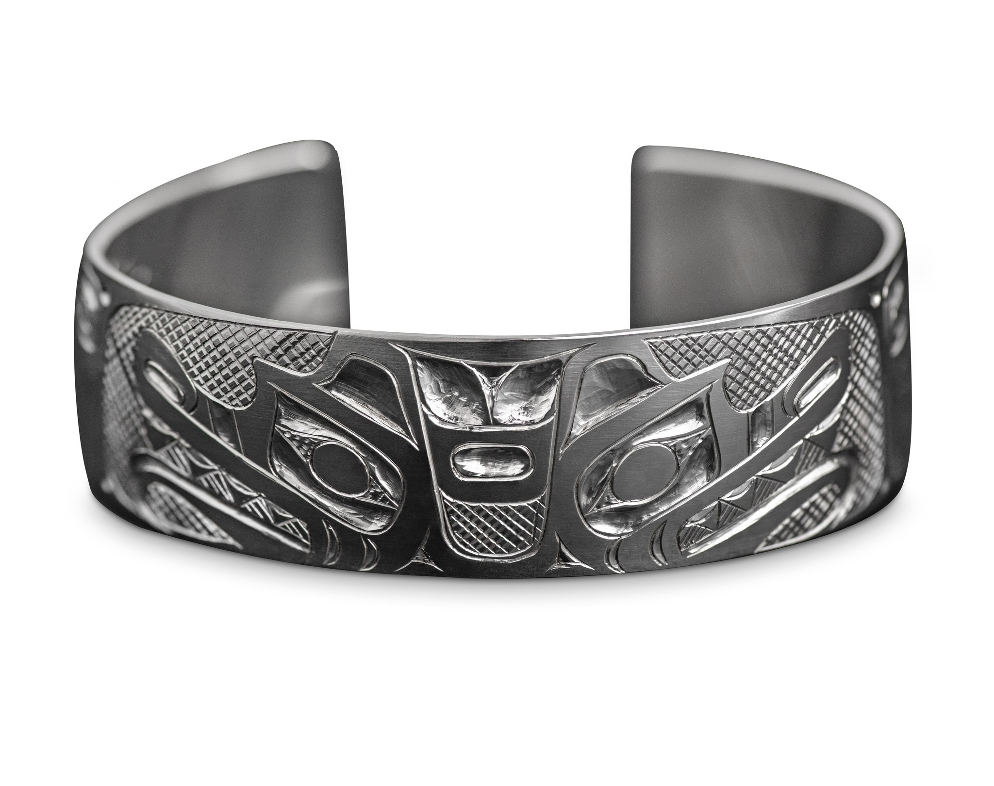 Silver Tsimshian Double Wolf Bracelet
