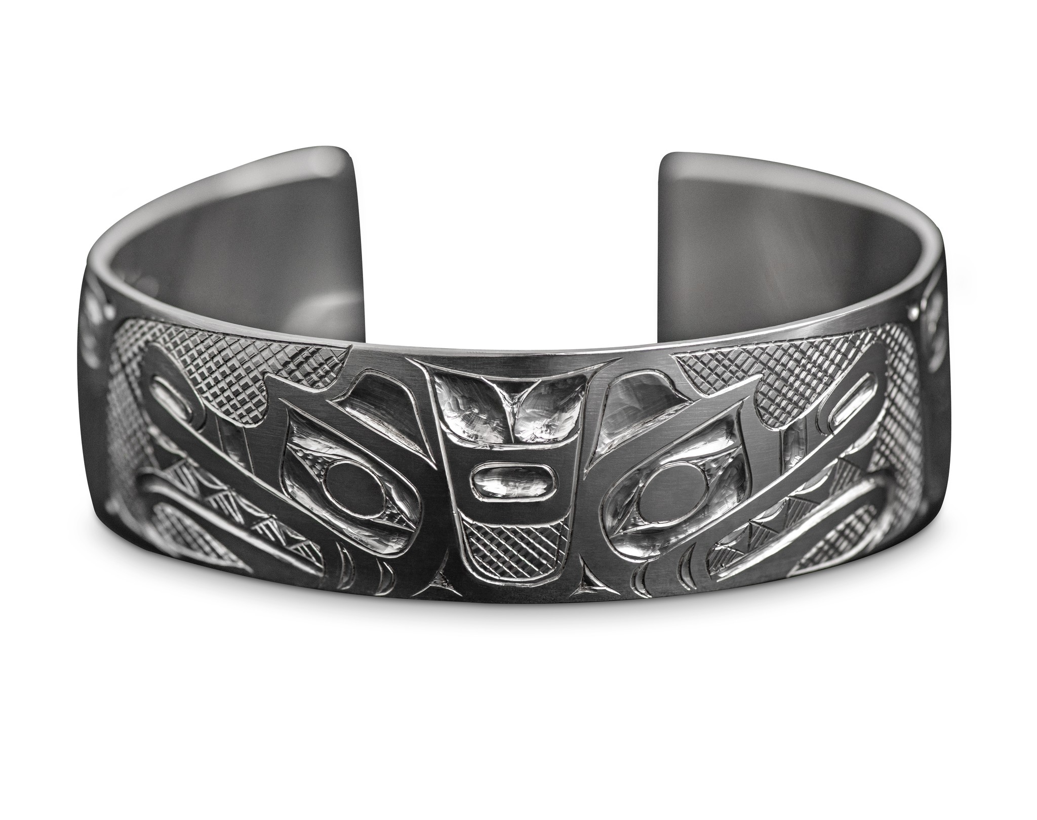 SOLD  Silver Tsimshian Double Wolf Bracelet