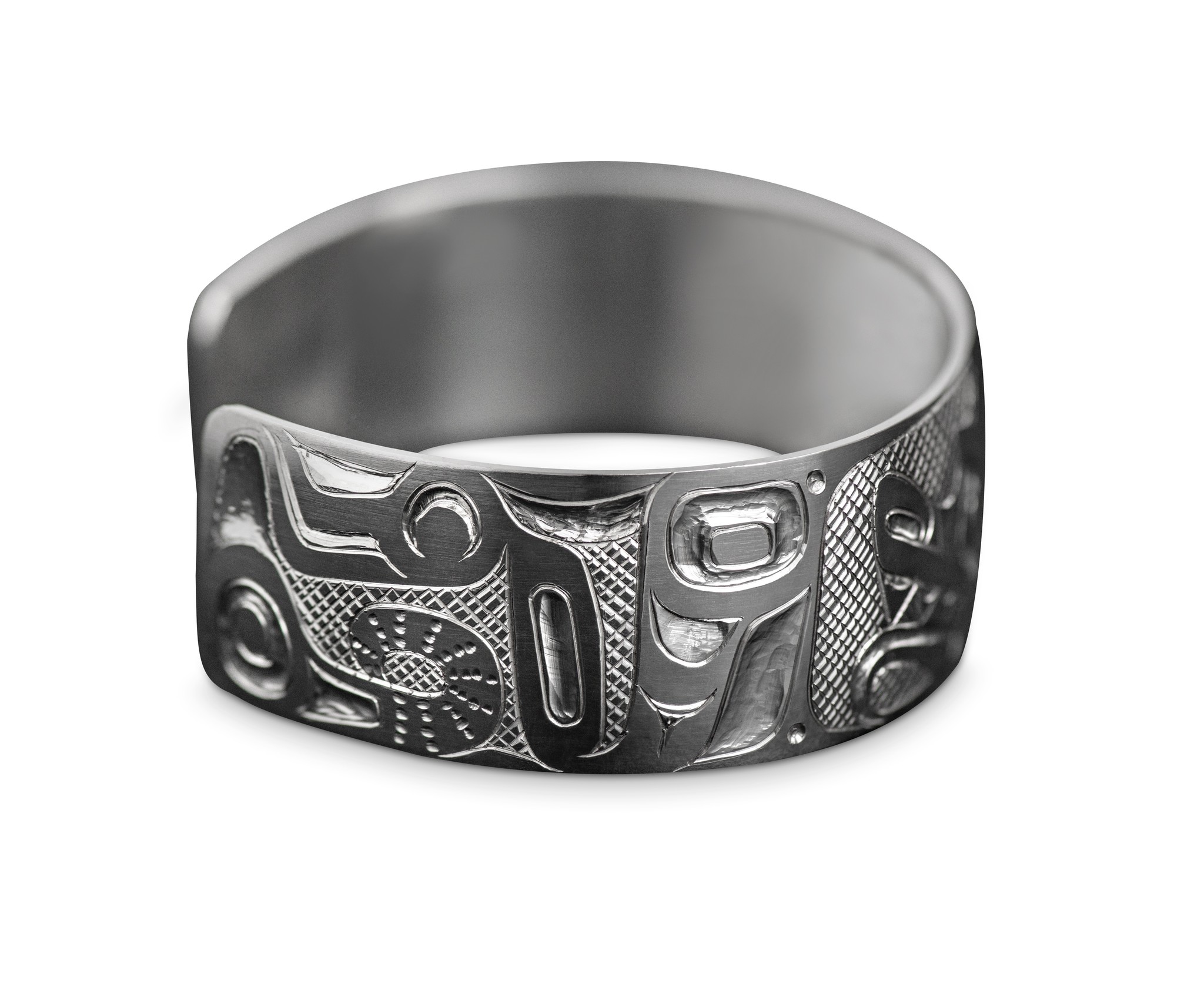 SOLD  Silver Tsimshian Double Wolf Bracelet