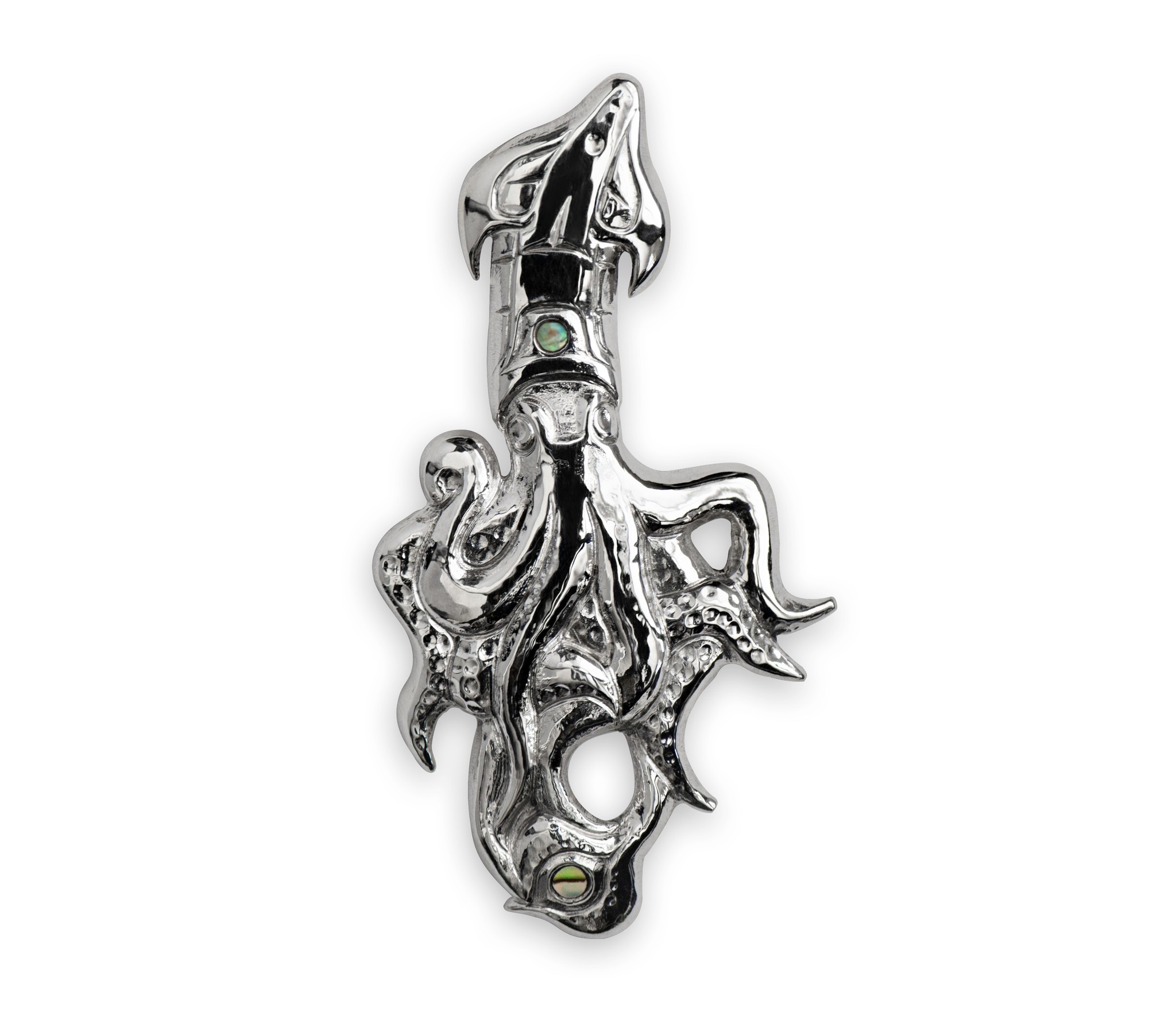 Kwak'waka'wakw Repousse Silver Squid Pendant