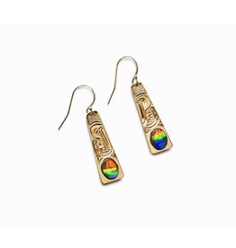 SOLD  14Kt gold with AAA Ammolite Eagle Earrings