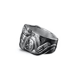 Silver Repousse Sea Otter with Salmon Ring