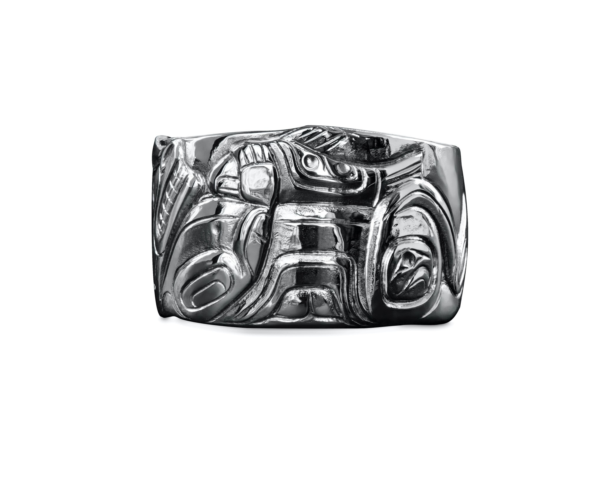 Silver Repousse Sea Otter with Salmon Ring