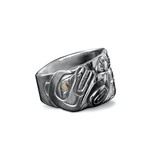 Silver Repousse Sea Otter with Salmon Ring