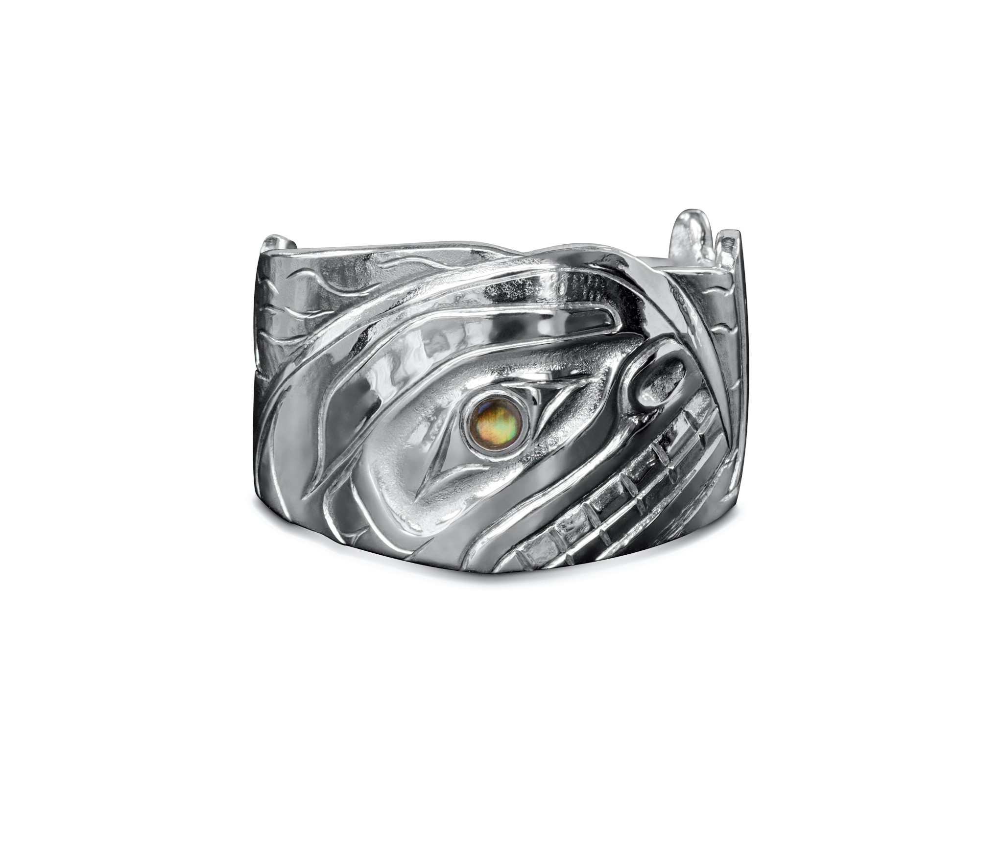 SOLD  Silver Repousse Orca Ring