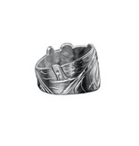 Silver Kwak'waka'wakw Repousse Orca Ring - size 7 1/2