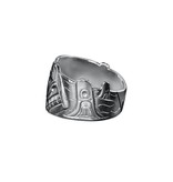 Silver Kwak'waka'wakw Repousse Orca Ring - size 7 1/2