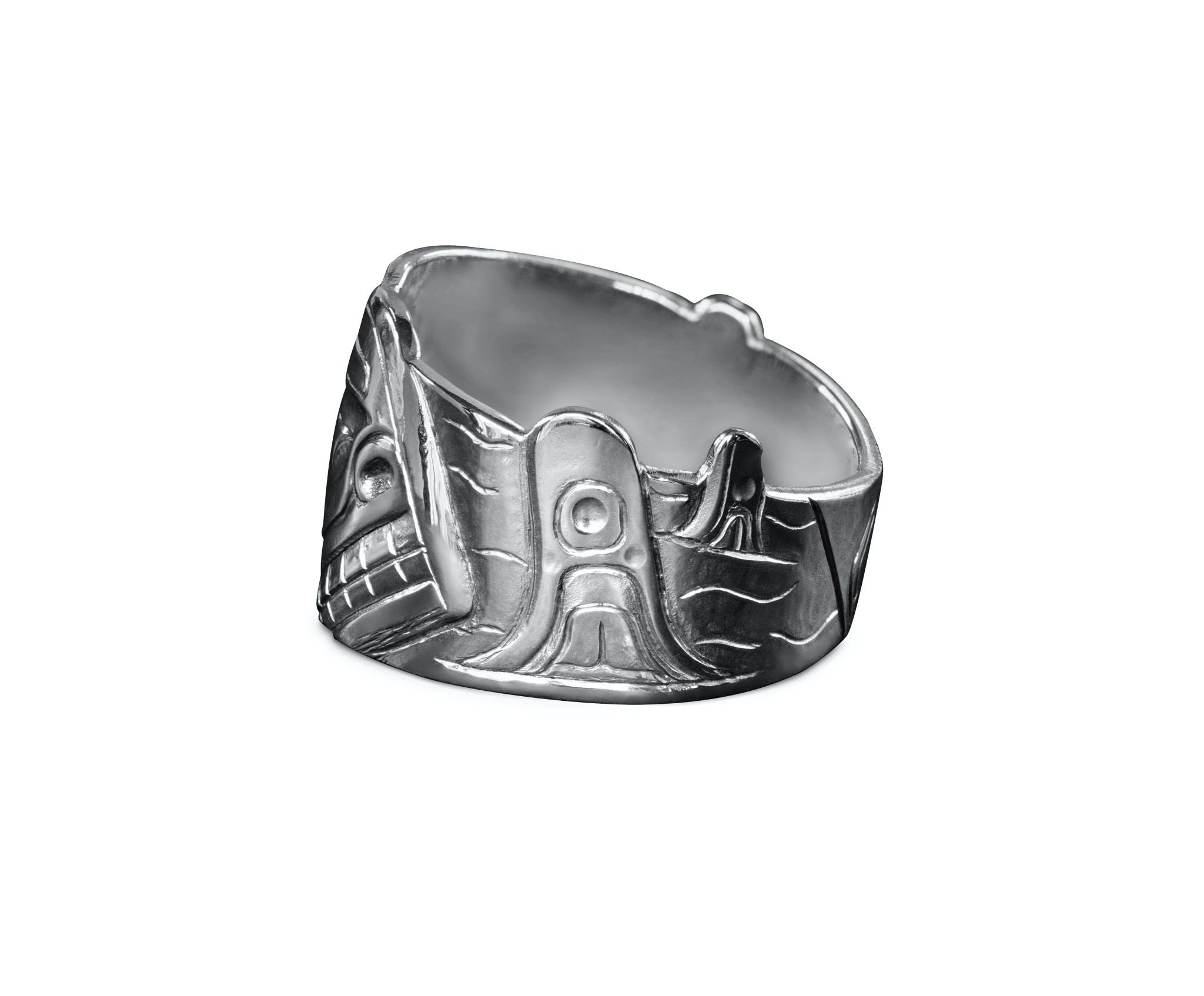 SOLD  Silver Repousse Orca Ring