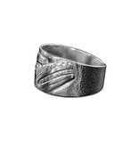Silver Kwak'waka'wakw Repousse Wolf Ring size 13