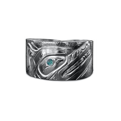 Silver Repousse Wolf Ring size 13