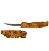 SOLD  Knife with Carved Handle and Sheath