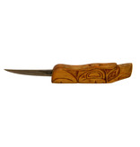 SOLD  Knife with Carved Handle and Sheath