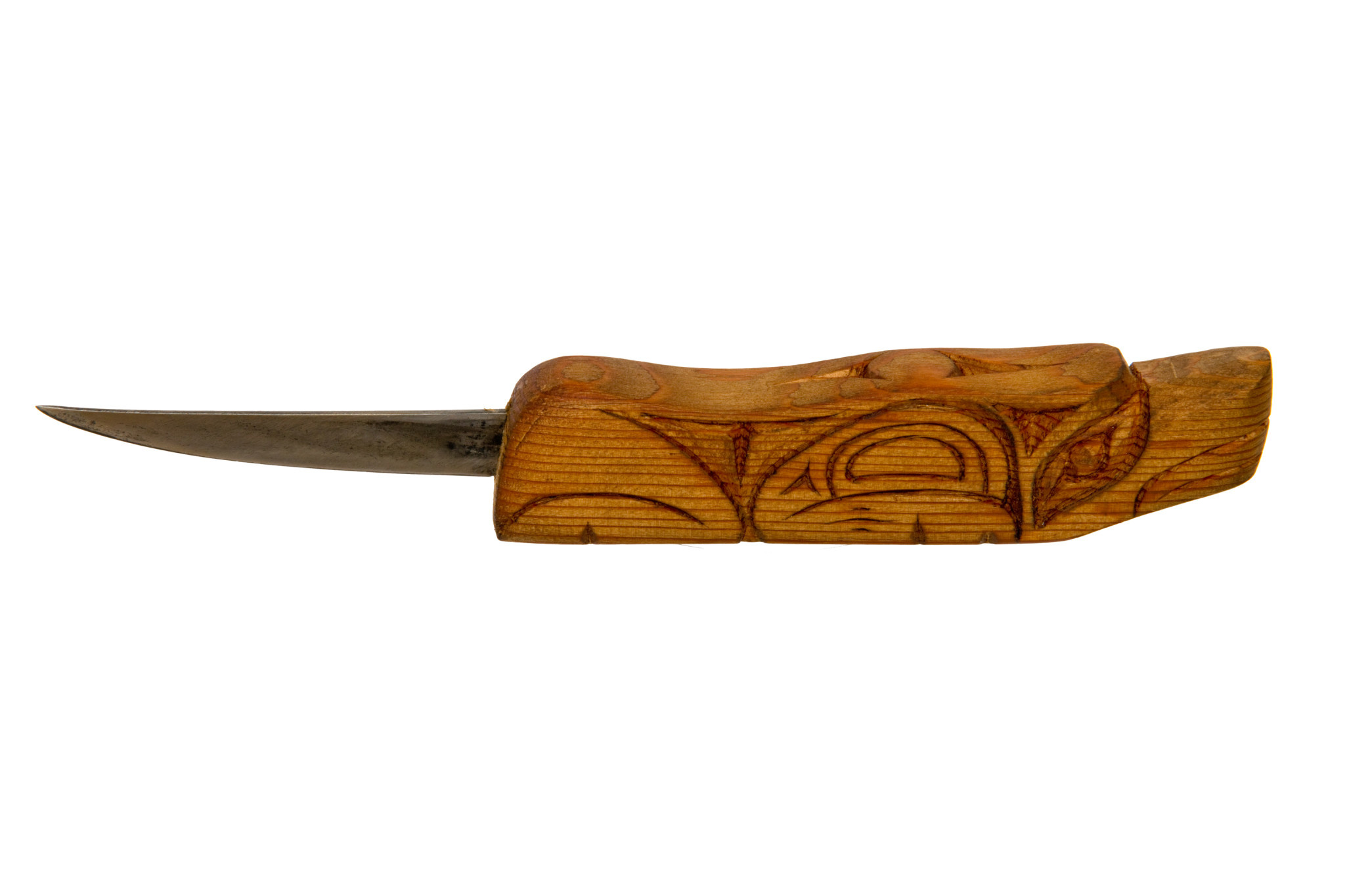 SOLD  Knife with Carved Handle and Sheath