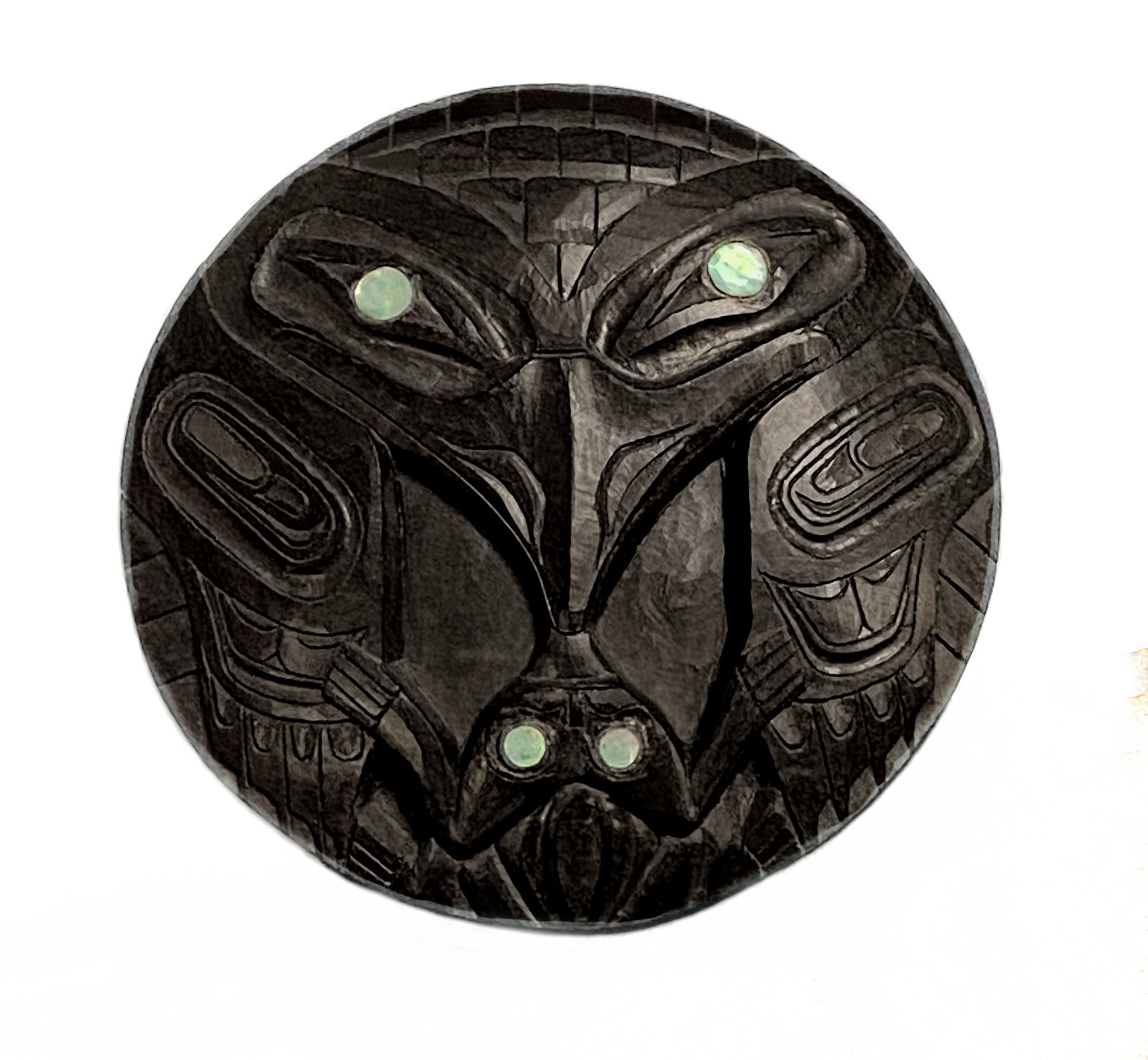 CUSTOM ORDER  Haida Argillite Raven and Frog Pendant