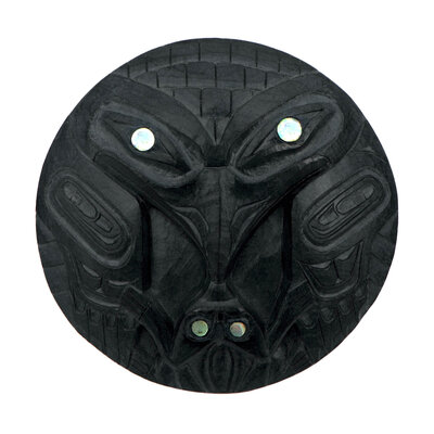 CUSTOM ORDER  Haida Argillite Raven and Frog Pendant
