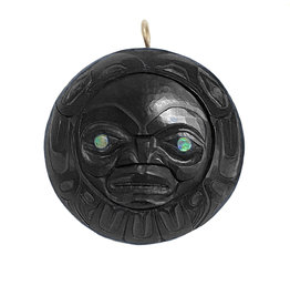 CUSTOM ORDER  Haida Argillite Raven Sun Pendant
