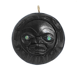 SOLD  Haida Argillite Raven Sun Pendant