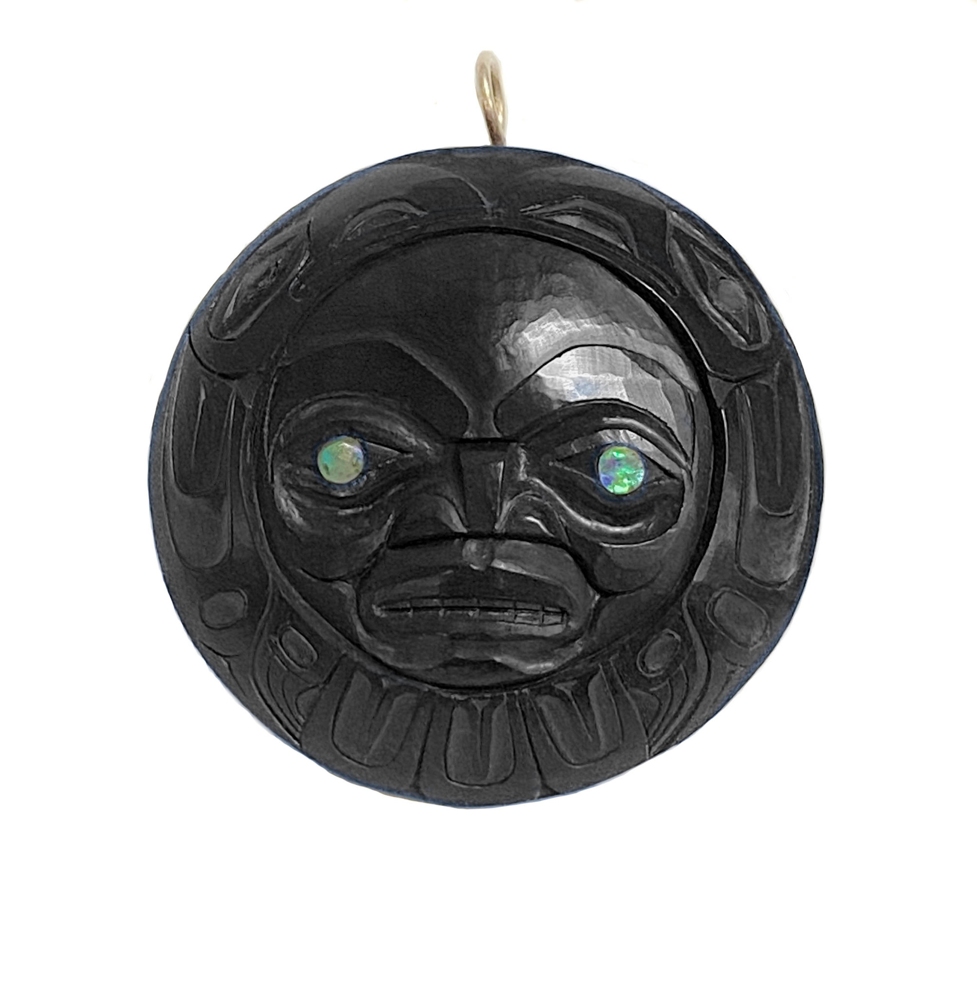 CUSTOM ORDER  Haida Argillite Raven Sun Pendant