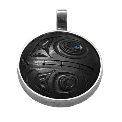 CUSTOM ORDER  Haida Argillite Orca Bear Pendant