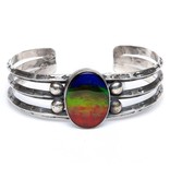 SOLD  Southwestern Silver and AAA Ammolite Bracelet